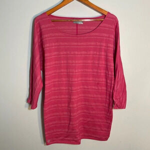 Athleta Pink Stripe Shirt 3/4 Sleeves- size M